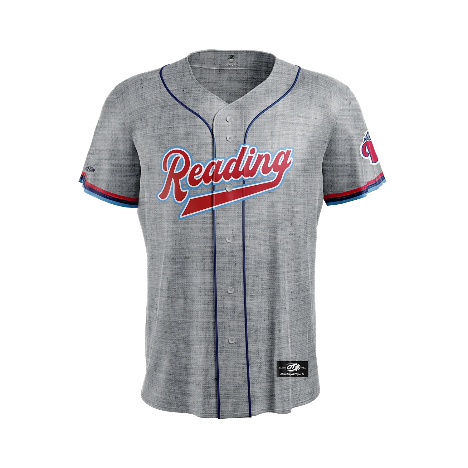 OT Sports Reading Fightin Phils Gray Road Adult Replica Jersey